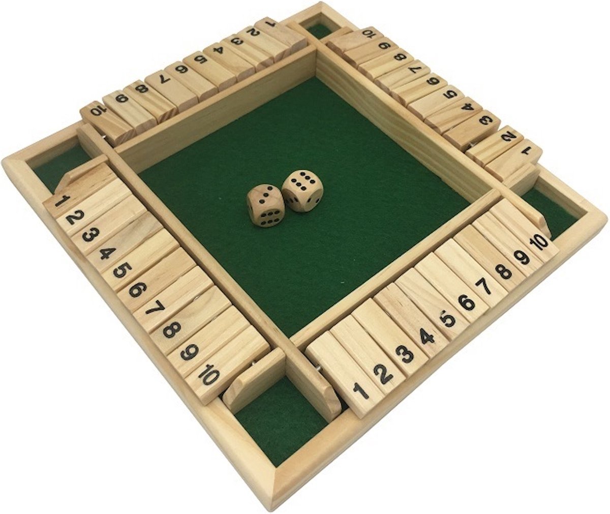 Shut The Box | Groot | 4 Spelers | Hout |  Inclusief dobbelstenen| Houten Spel | Dobbelspel | Kansspel | Drankspel | Reisspel | Rekenspel
